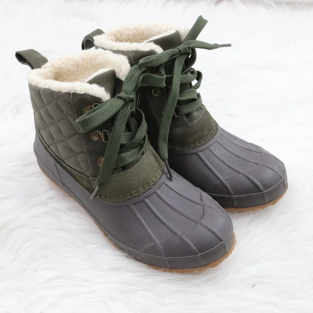 Khombu Women's Quilted Duck Boots Warm Sherpa Lined Waterproof Winter Ankle 7